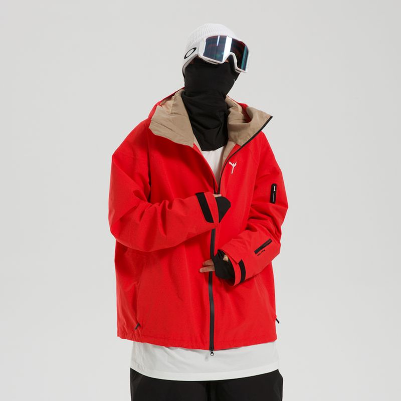 WINTER TICKET经典正红自由式公园OVERSIZE野雪防水单双板滑雪服