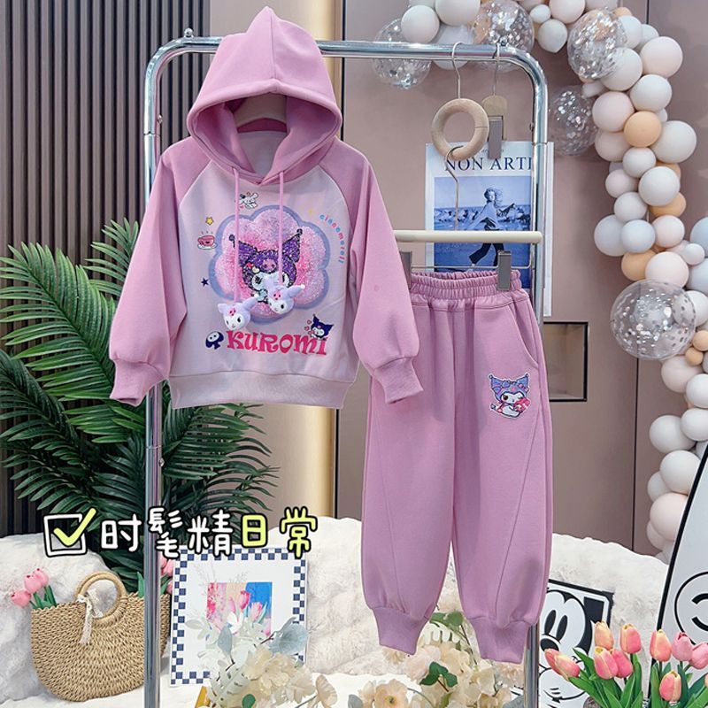 中大童加绒套装新款洋气儿童网红卫衣库洛米冬装运动服两件套