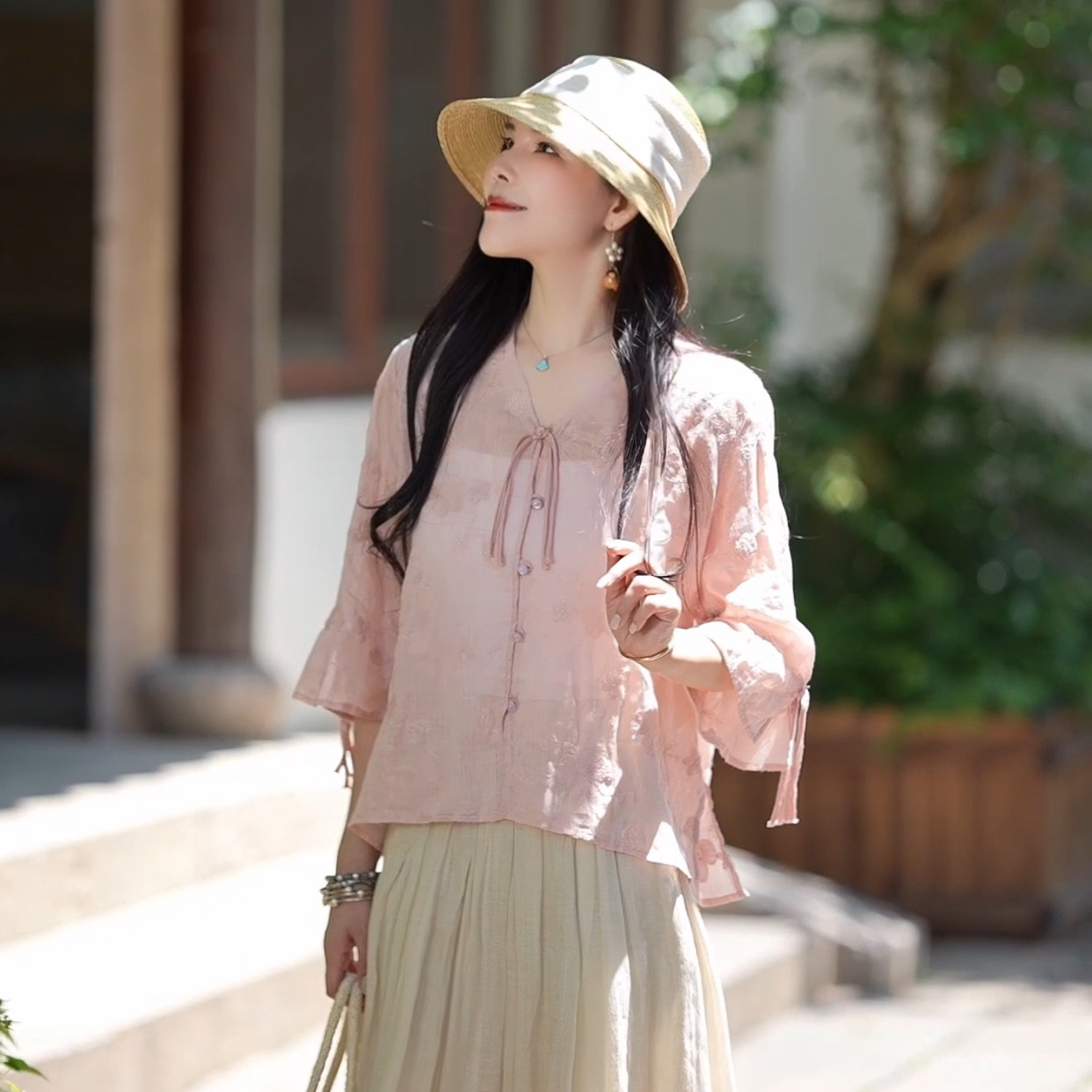 52692夏季复古中式宽松女装显瘦气质衬衣女