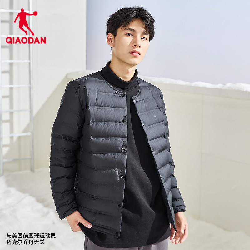 中国乔丹薄款运动梭织羽绒服男2023冬季新款休闲保暖男士马甲轻薄