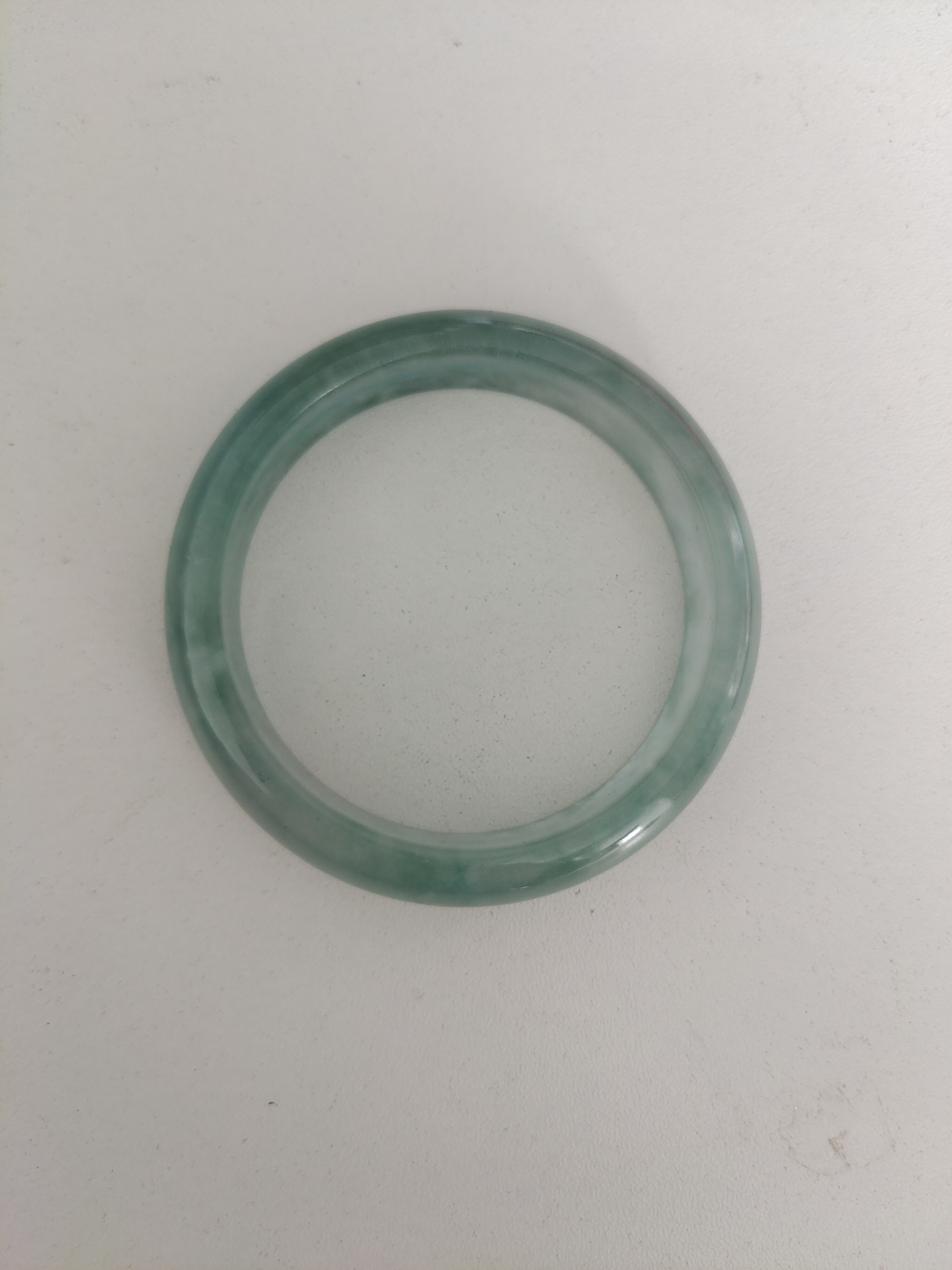 T341天然翡翠墨绿飘花手镯圈口56.6