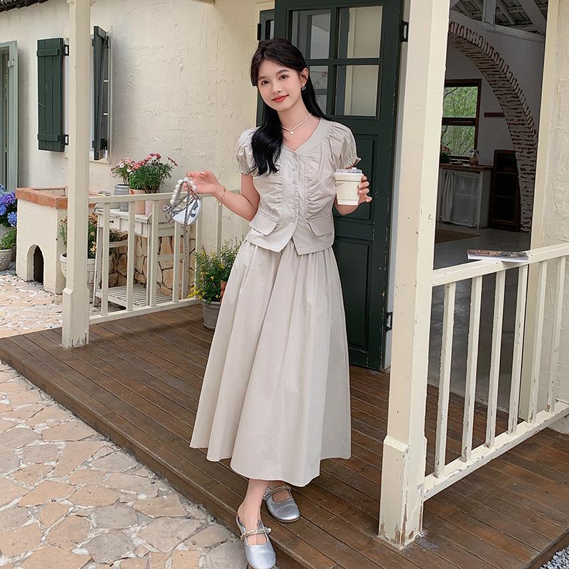 夏装搭配一整套女2024年夏季新款宽松休闲慵懒风显瘦设计感两件套