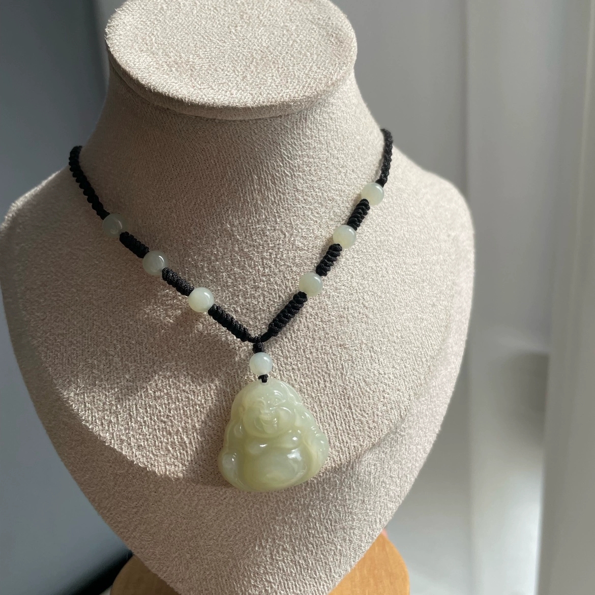 天然和田玉浅晴水弥勒佛吊坠女玉坠锁骨链项链小佛公玉石玉佩挂件