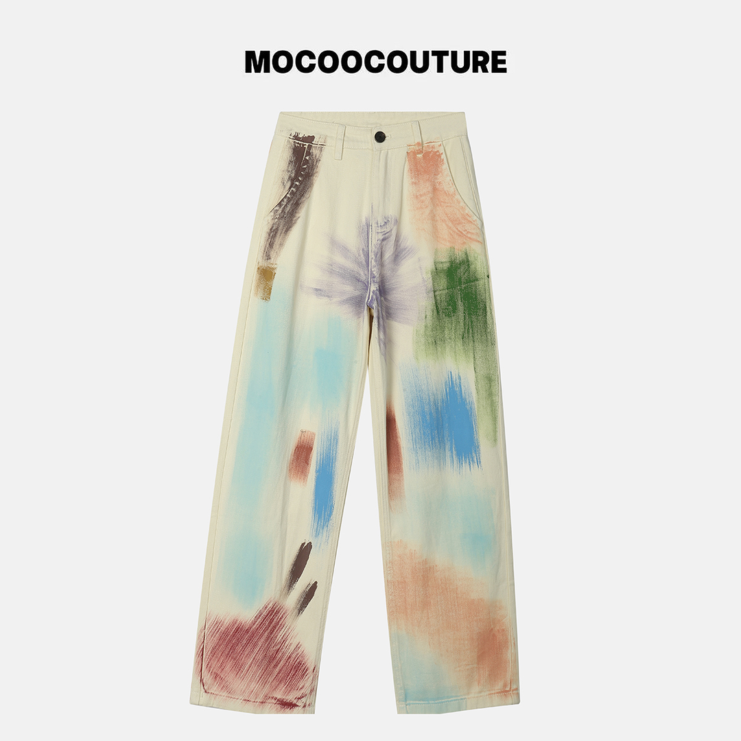 美式 手绘刷漆牛仔裤 YN 3040