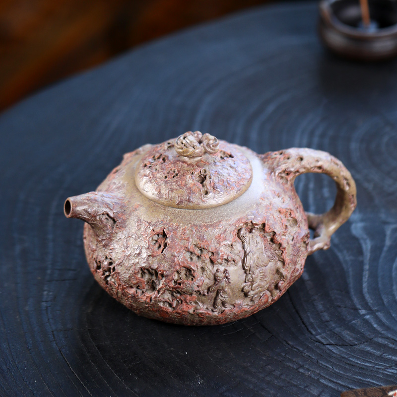 大吉羊柴烧 宜兴紫砂壶茶壶 原矿本山绿泥老子出关450ml徐顺伟