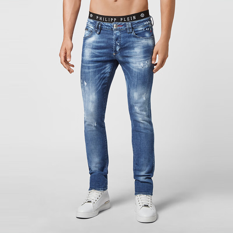 PHILIPP PLEIN牛仔裤 男士超直筒剪裁牛仔裤 菲历沛