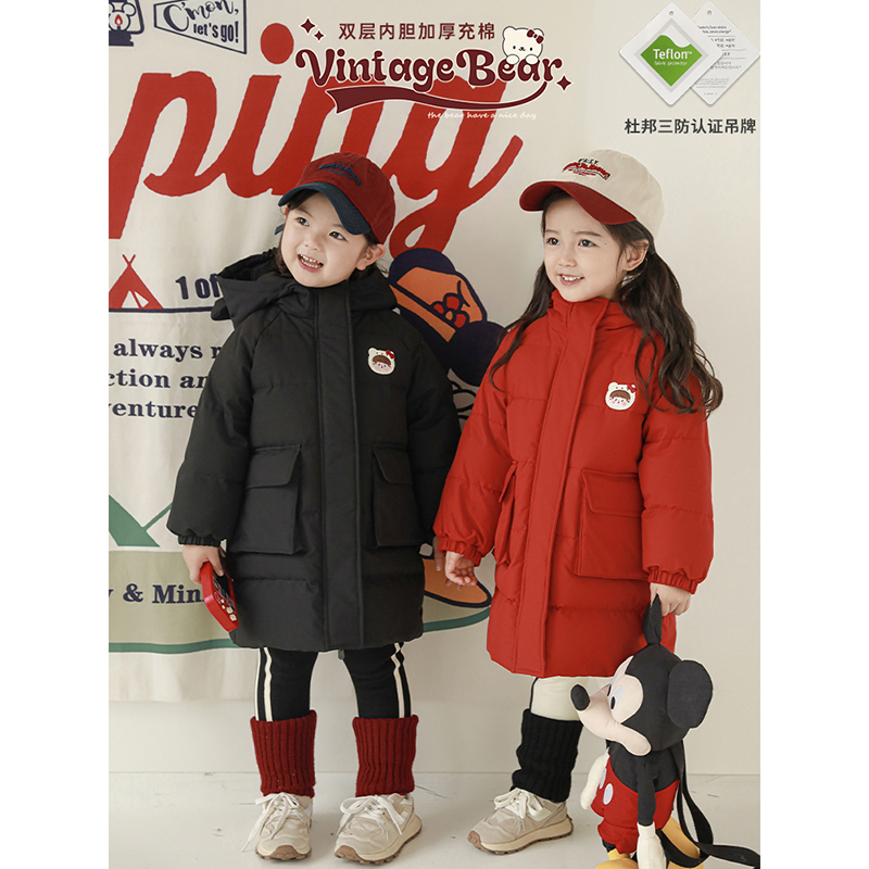 YOEHYAUL/幼悠【安安小熊】女童时尚洋气连帽汉服棉服外套LD0083