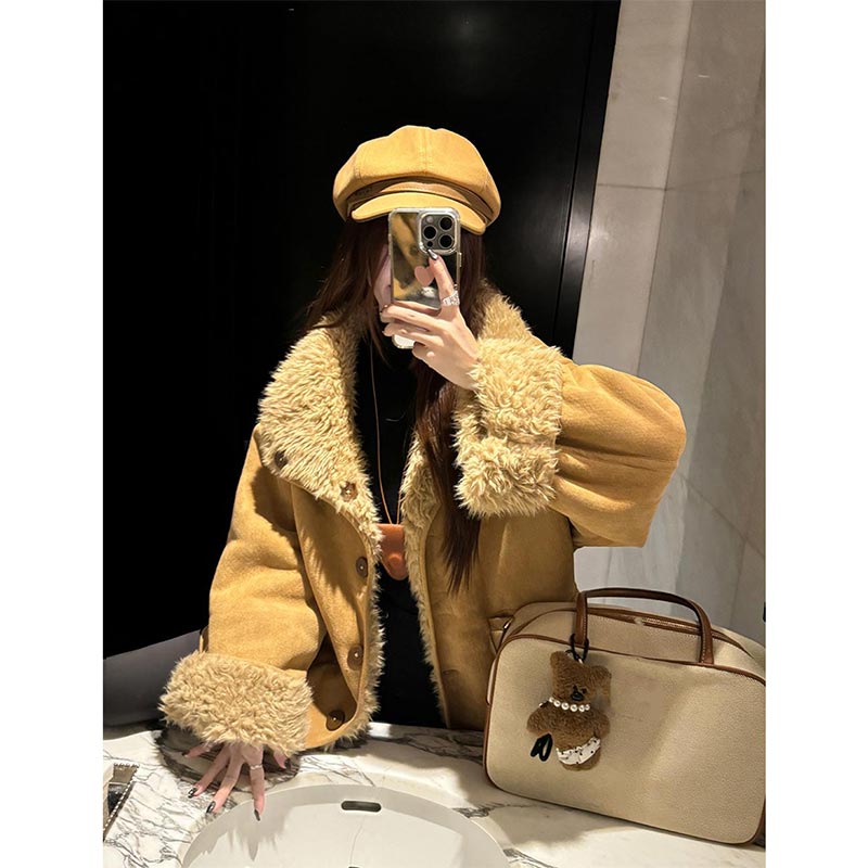 韩版时尚设计感短款外套女士2024秋冬新款宽松慵懒高级感长袖上衣