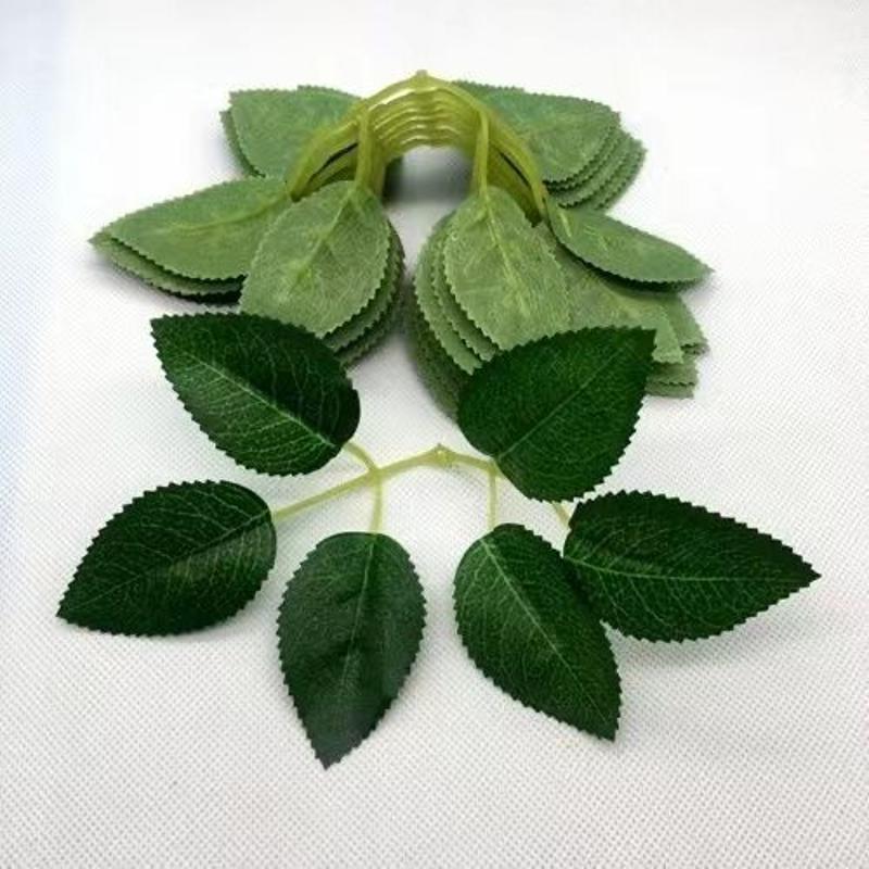 新疆包邮特价仿真绿植六叉丝印玫瑰花叶丝网花手工玫瑰花叶仿真绿