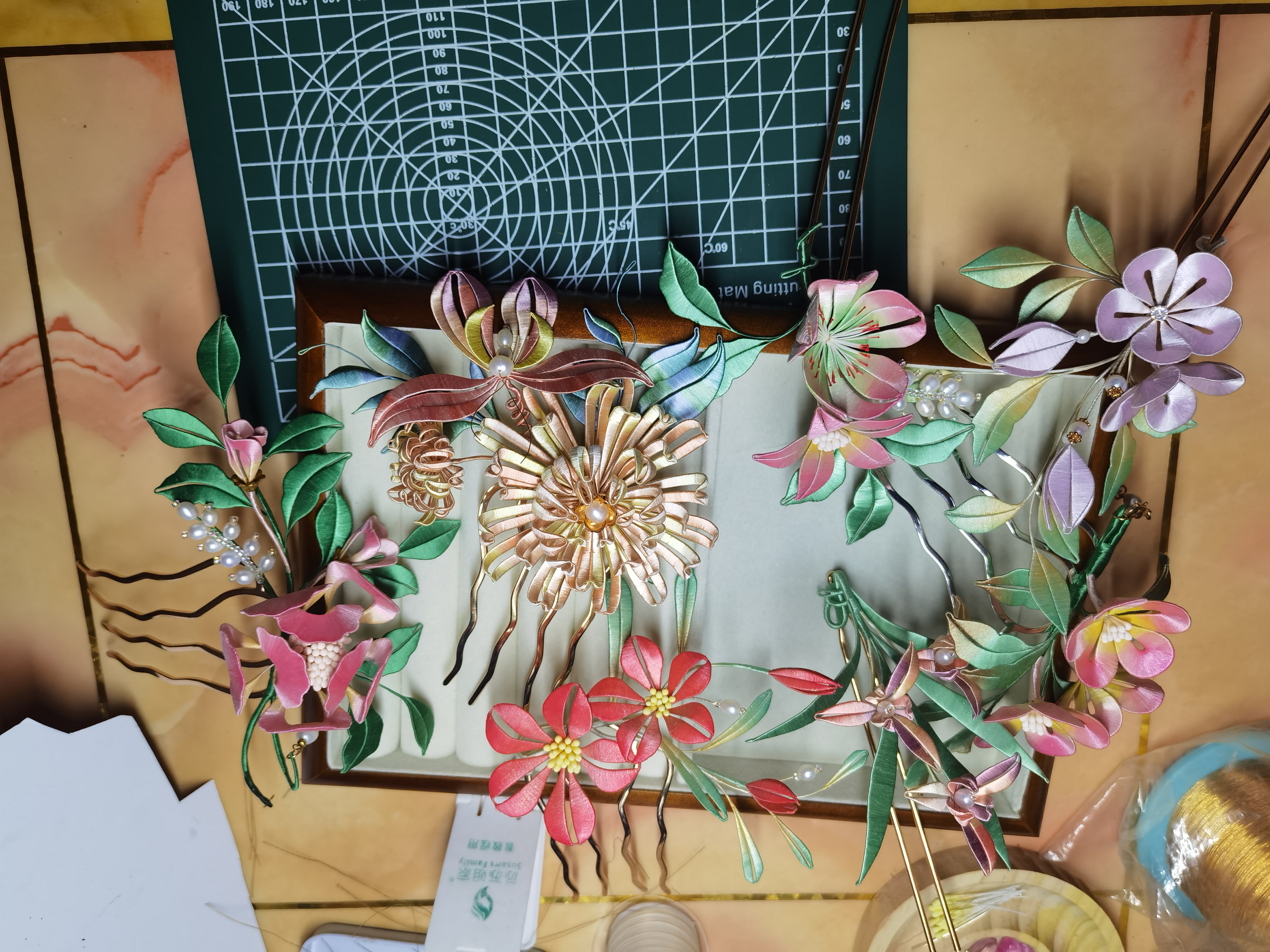 非遗缠花绒花汉服发簪发钗发饰古风发簪手工一物一拍饰品