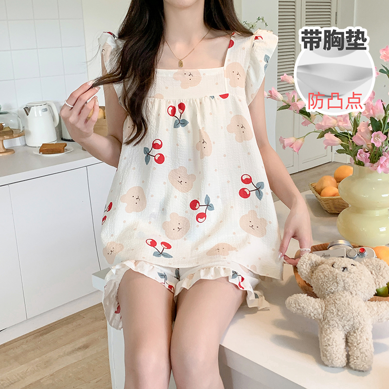 睡衣女夏季吊带款爆款套装薄款女士可外出网红新款直播家居服夏天