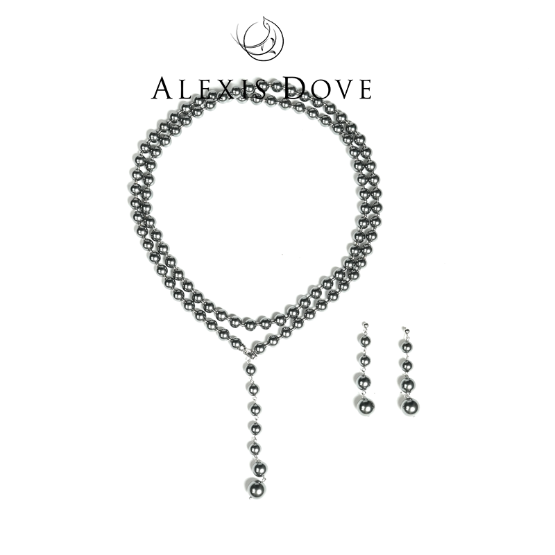 铜合金仿珍珠耳饰  法式轻奢气质百搭随性圆珠套装✓