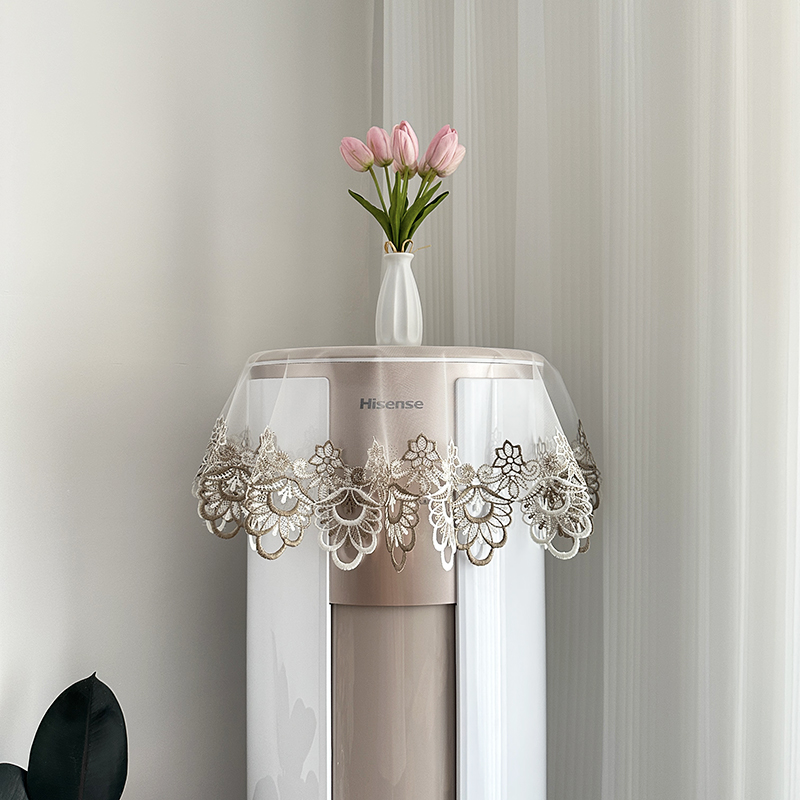 s798s（80cm圆）珞光纱圆柱空调防尘盖巾双色花边