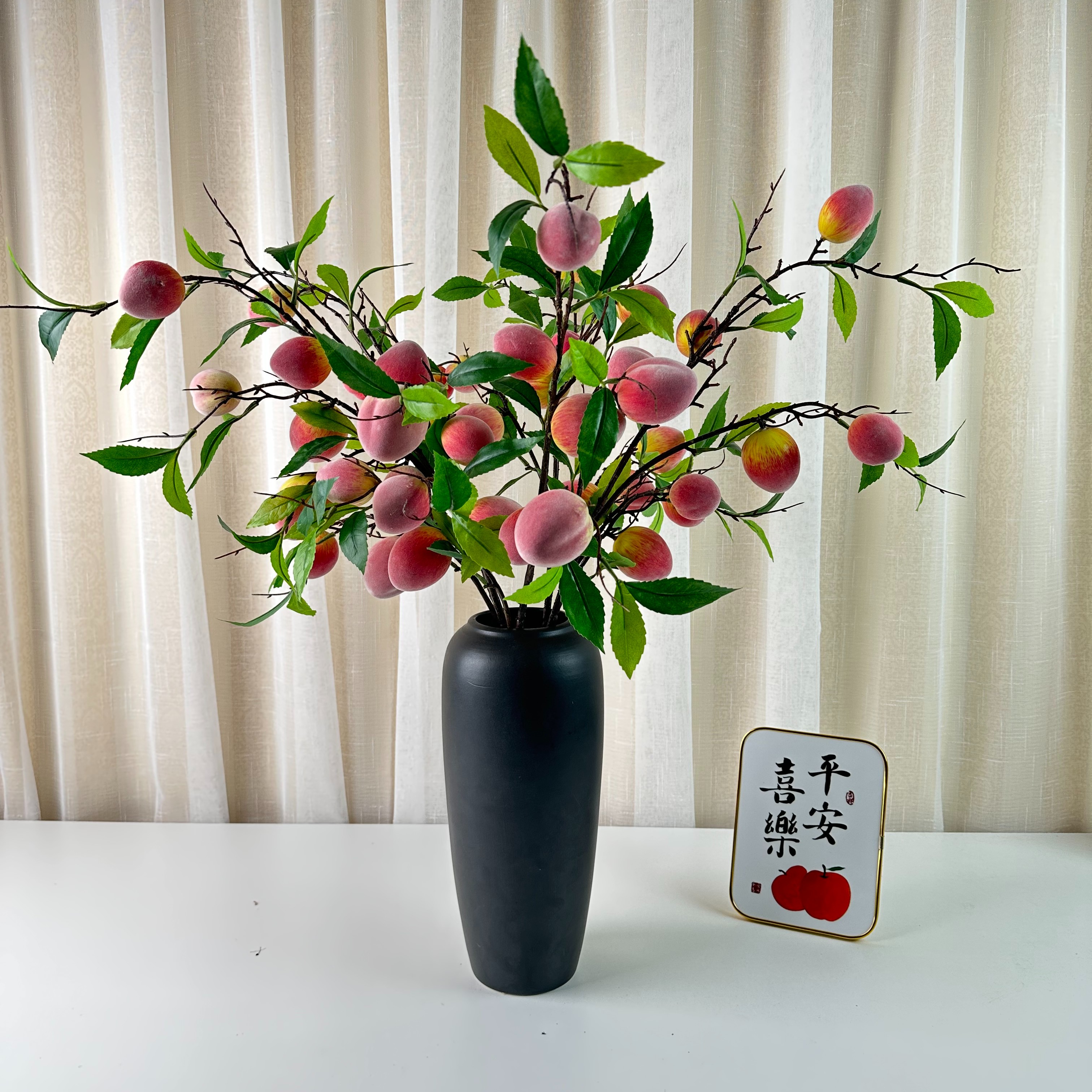 桃子仿真花插花花束手工摆件清新高档轻奢室内干花假花装饰逼真