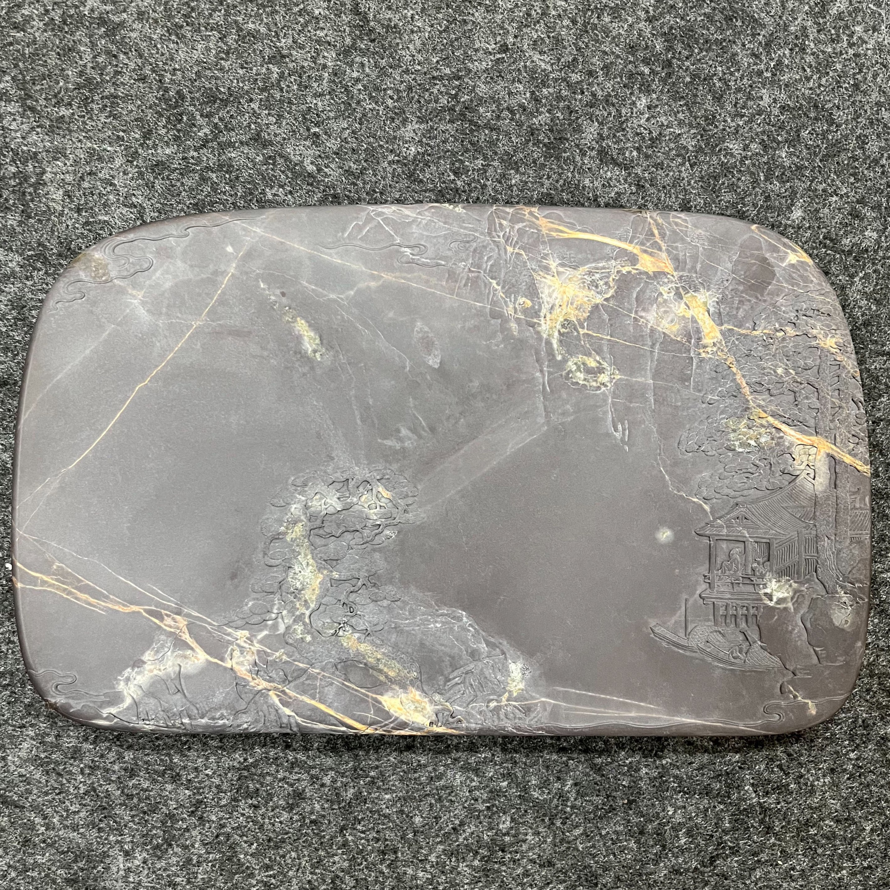 紫云轩端砚艺术珍品老坑张玉强大师精品江阁春风入画图砚珍藏级