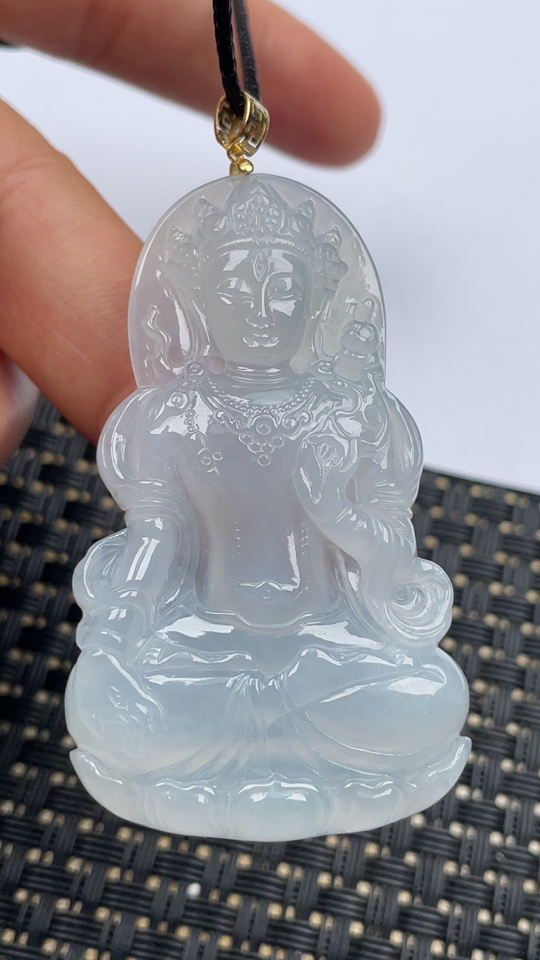 缅甸天然翡翠A货冰渡母观音吊坠尺寸57.8-34.2-6.2