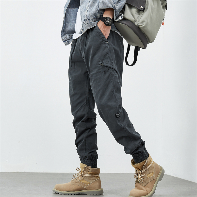 1203束脚款棉水洗多口袋工装长裤弹力户外军迷裤秋季男士时尚长裤