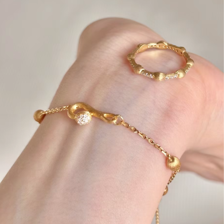 925银合成锆石手链 敦煌艺术•原创设计•中古Vintage拉丝 K2028