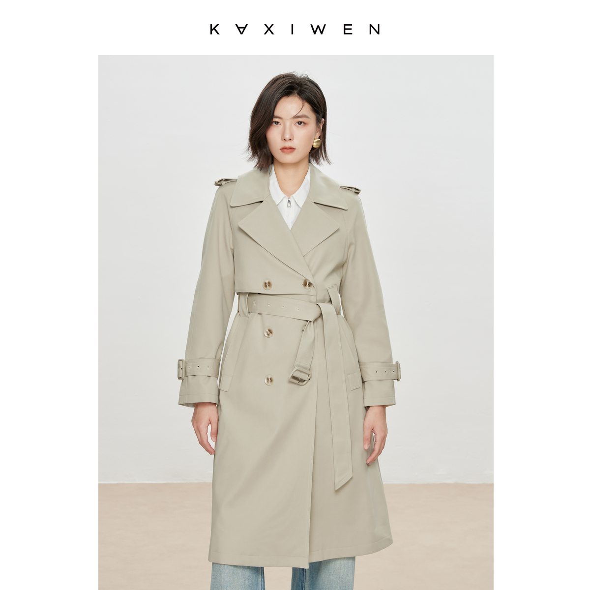 【达人专属】时尚休闲显瘦收腰长款风衣气质外套女X08BFS3638