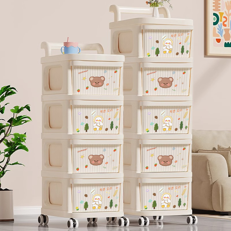零食收纳柜推车置物架婴儿用品收纳柜家用抽屉式多层可移动收纳架