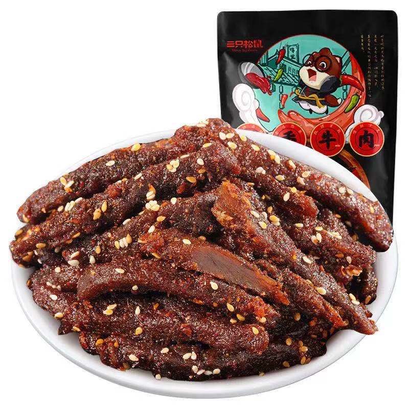 三只松鼠牛肉干正宗独立小包装牦牛肉减脂营养天然劲道肉质品牌