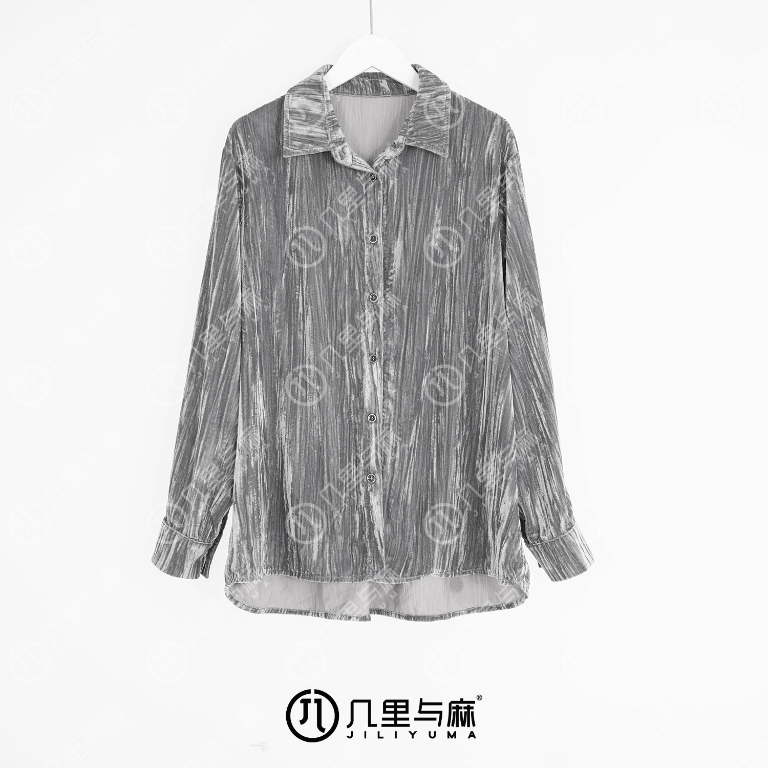 （几里与麻）烟碟-时尚文艺轻奢休闲衬衫 衣长72 胸围120 1080921