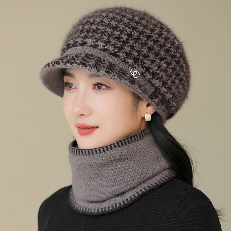 冬天妈妈帽子女加厚保暖帽中老年人针织毛线帽奶奶防寒棉帽鸭舌帽