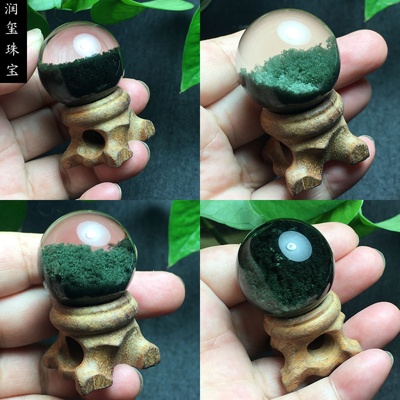 绿幽灵聚宝盆球摆件吊坠天然原石金字塔水晶球一物一图