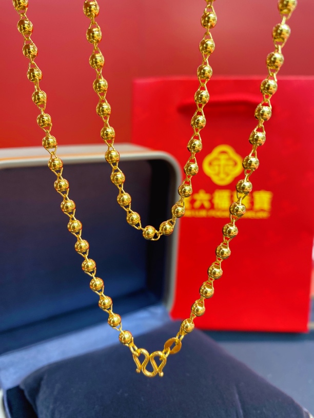 足金999光面圆珠项链（链长45cm ）