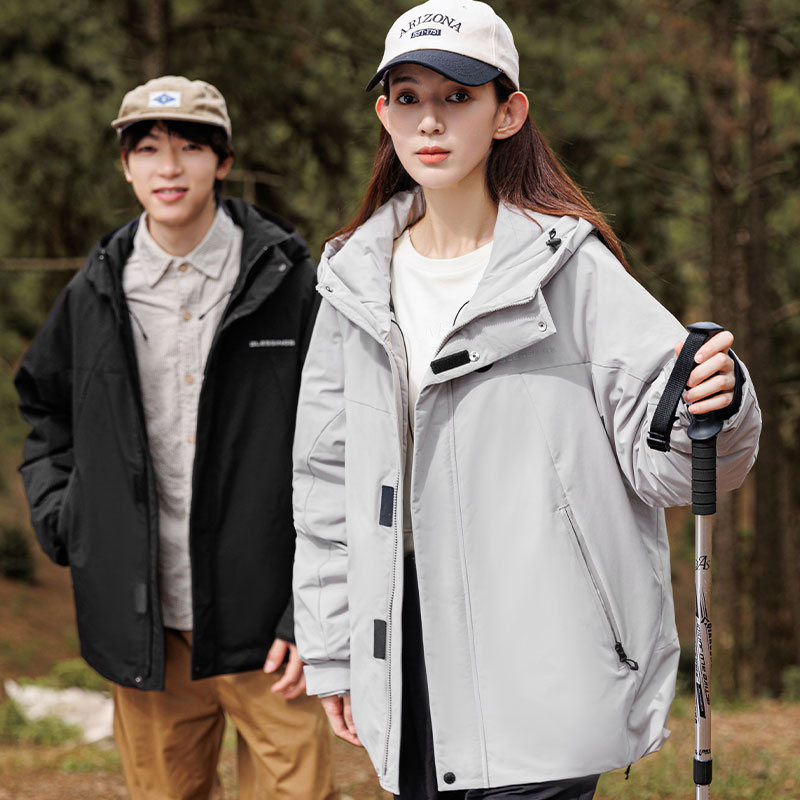 鸭鸭保暖情侣羽绒服休闲连帽宽松冬季外套百搭时尚秋冬运动户外风