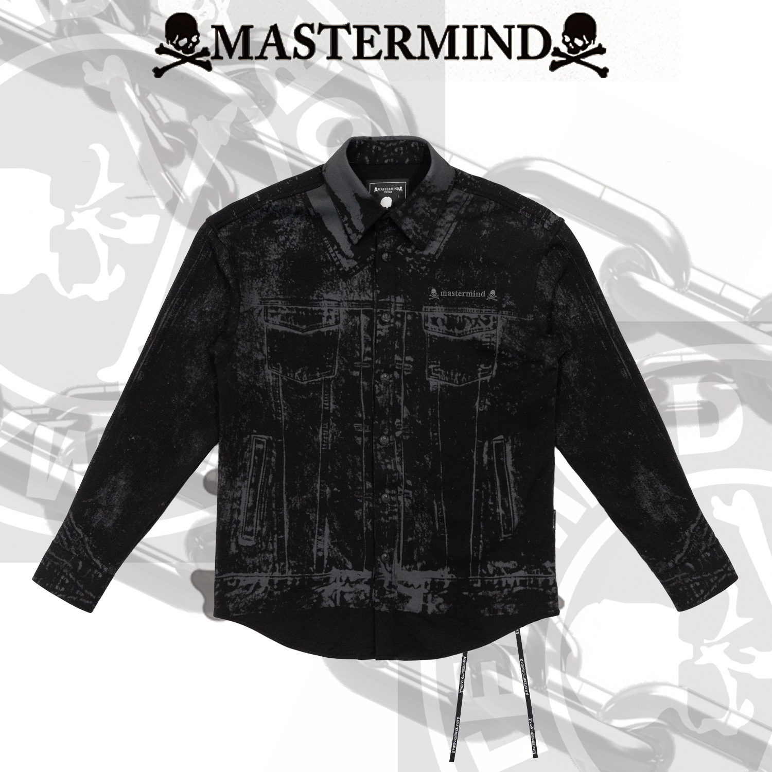 MASTERMIND 暗黑潮牌数码牛仔图案印花秋冬衬衫外套MJ24034