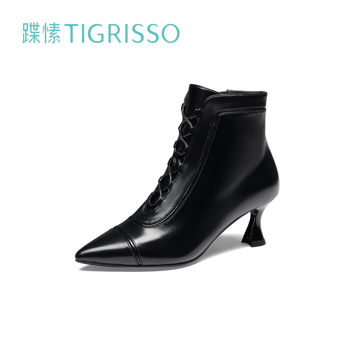 蹀愫秋冬新款百搭·尖头小香风吉利靴高跟复古女鞋靴子TA43706-13