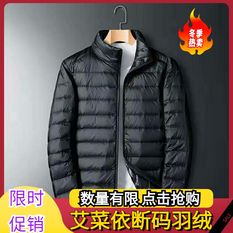 艾菜依可穿270斤鸭绒男士立领轻薄羽绒服时尚修身显瘦保暖短款外