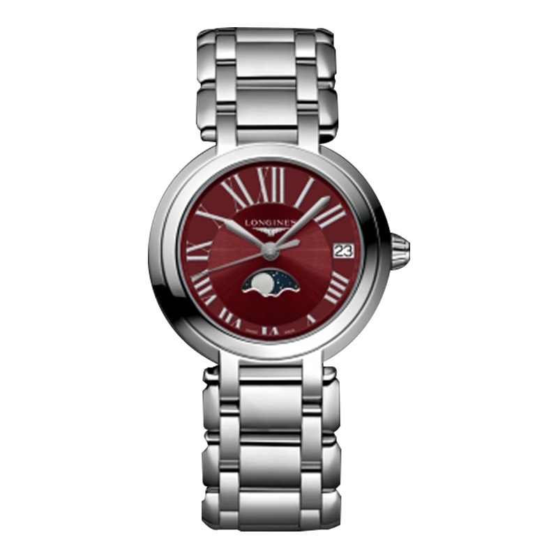 99新 Longines/浪琴 心月115/石英/酒红罗马/表径30.5mm/女士经典