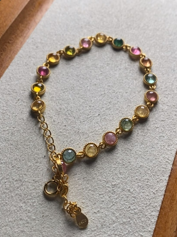 天然碧玺镶嵌单圈手链