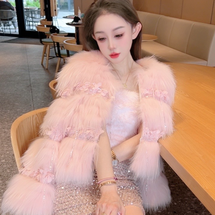 HGDF5031[甜蜜恋人】冬季新款轻奢貉子毛皮草女装外套短款海宁皮草