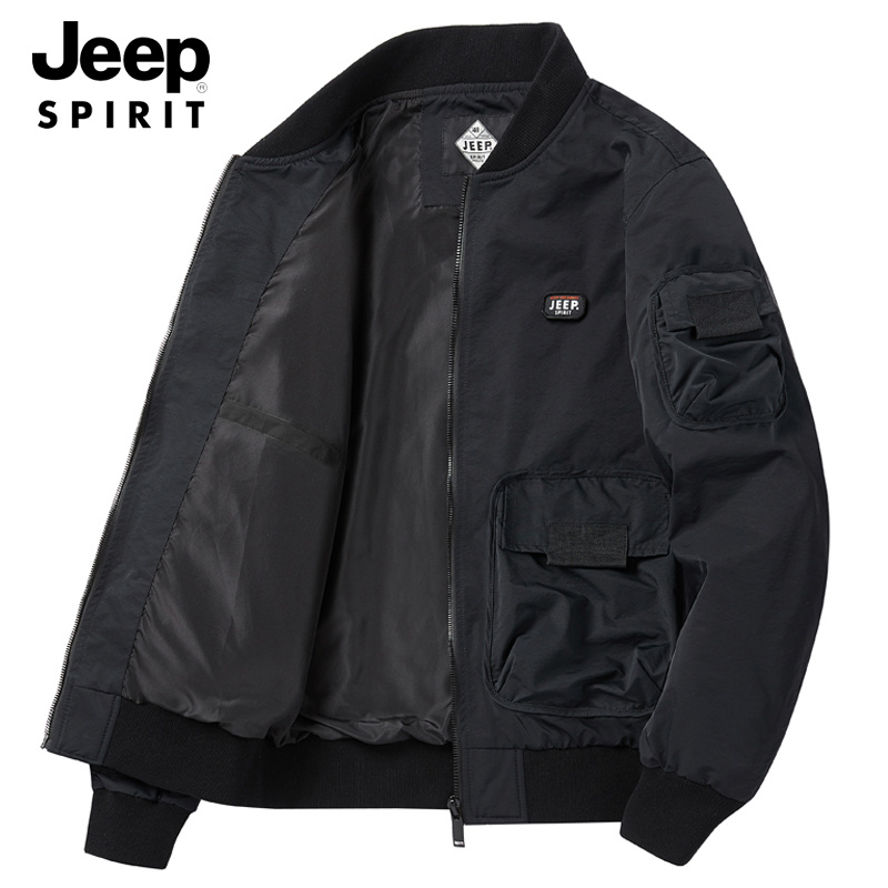 JEEP SPIRIT时尚男士工装夹克春秋休闲宽松上衣棒球领飞行员外套