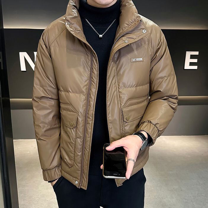 波登司羽绒服白鸭绒新款爆款痞帅羽绒男款士短款潮流修身立领高级