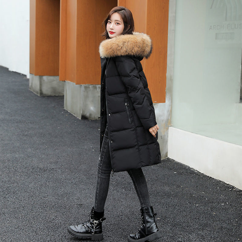 波登司羽绒服白鸭绒新款爆款衣女士女款中长款季加厚羽绒韩版修身