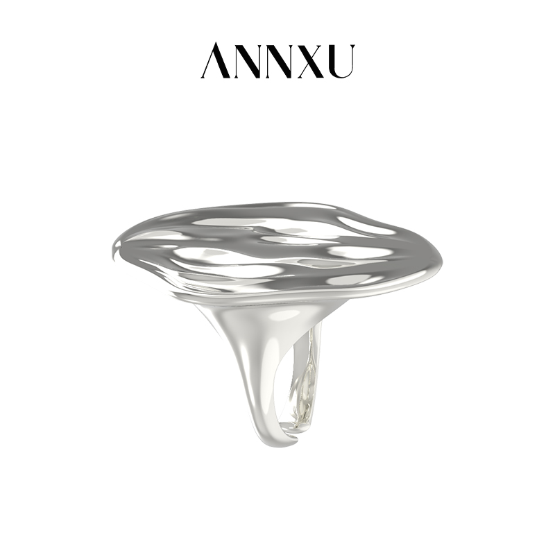 ANNXU 铜合金戒指 水纹系列水纹肌理戒指个性时尚小众设计开口