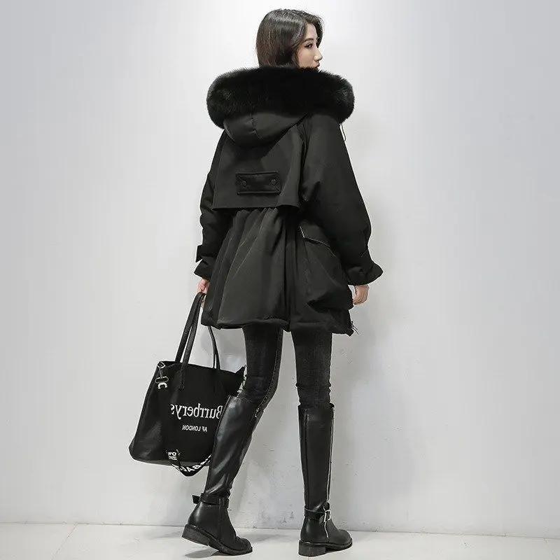 秋冬2023反季宽松羽绒服女中长款冬季新款大毛领面包服加厚大
