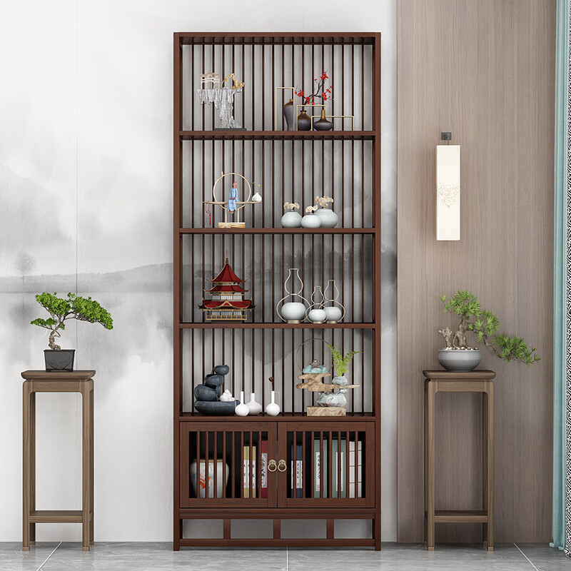 博古架实木新中式多宝阁茶叶架展示柜摆件柜茶室茶具收纳置物架子