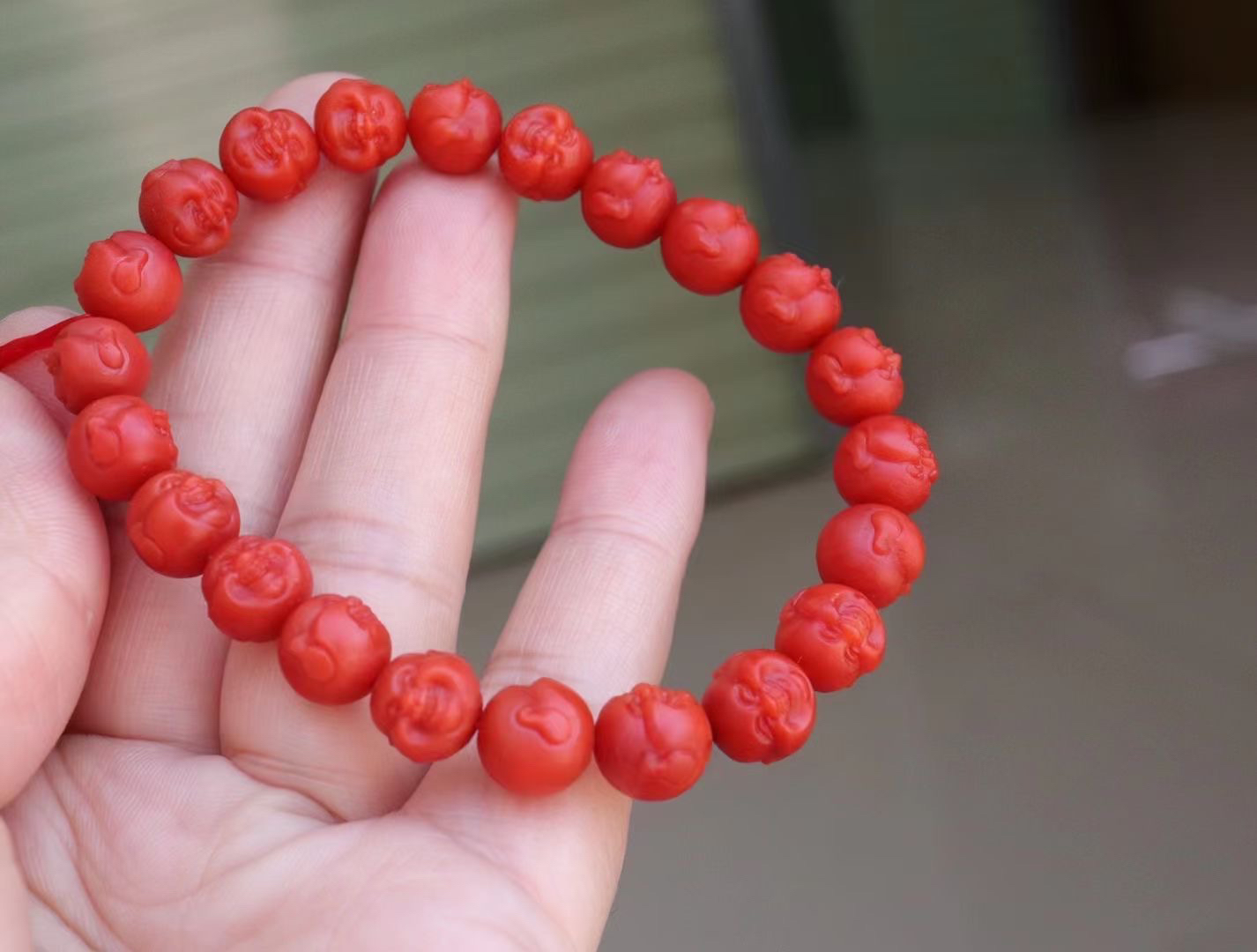 南红保山货头弥勒佛手串8.8mm