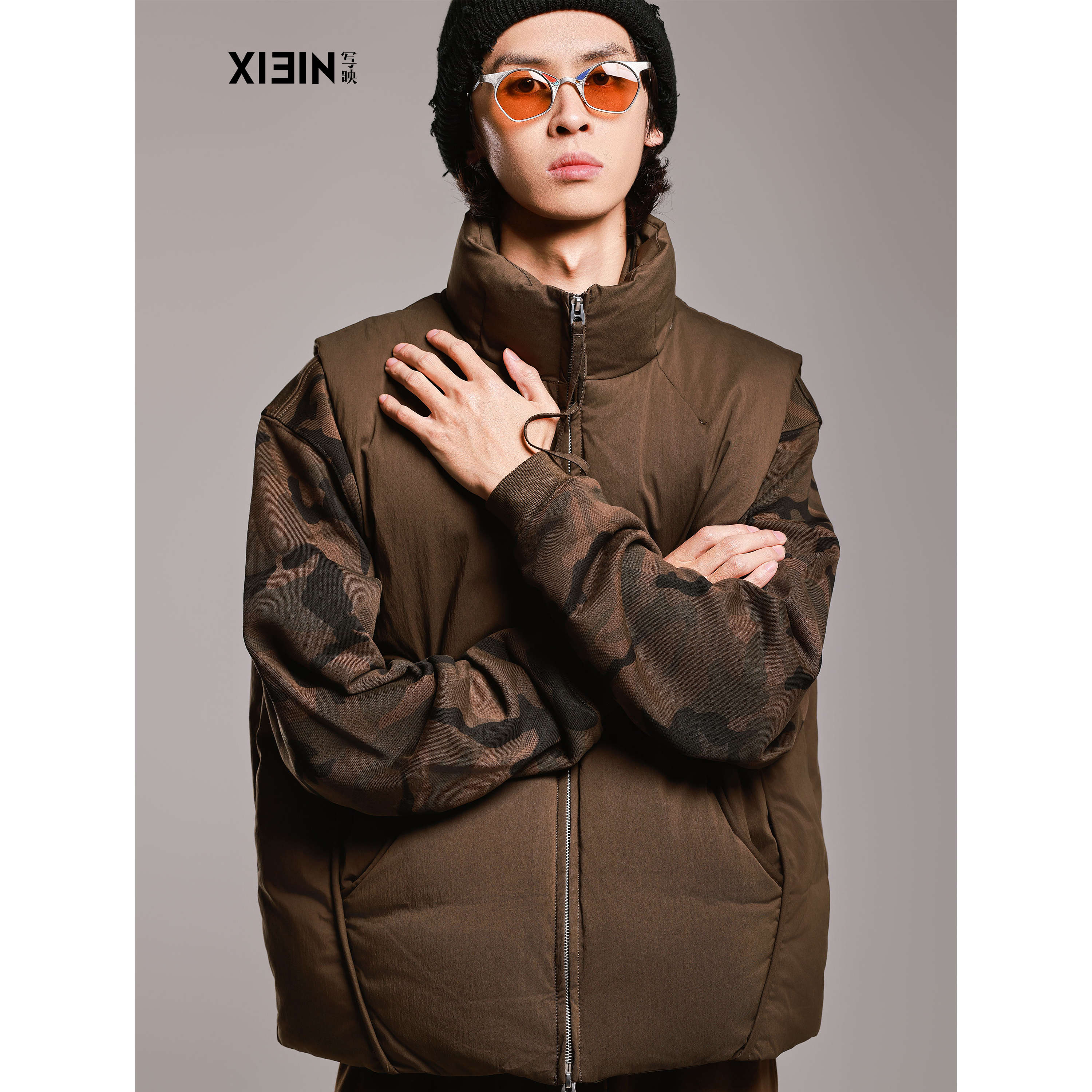 XIEIN写映 设计师男装 90白鸭绒新中式元素龟背羽绒马甲