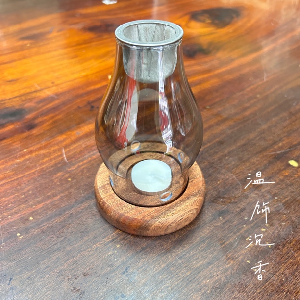 蜡烛香熏复古家用卧室隔火灰色香薰炉送50克乌身圆叶白棋勾丝蜡烛