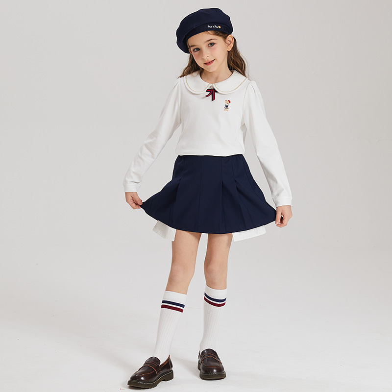 PawinPaw卡通小熊童装白色儿童女童夏季百褶裙短裙PCWHE1221M洋气