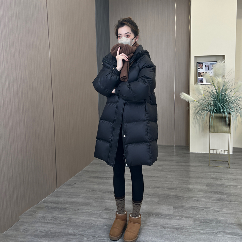 【90白鸭绒新款】2025中长款羽绒服女加厚连帽小个子时尚冬外套