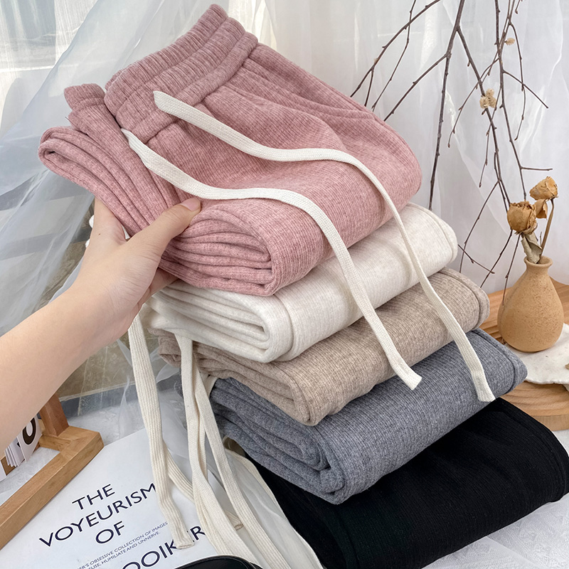 芝越秋冬小个子窄版阔腿裤女高腰垂感直筒宽松休闲条绒云朵暖暖裤