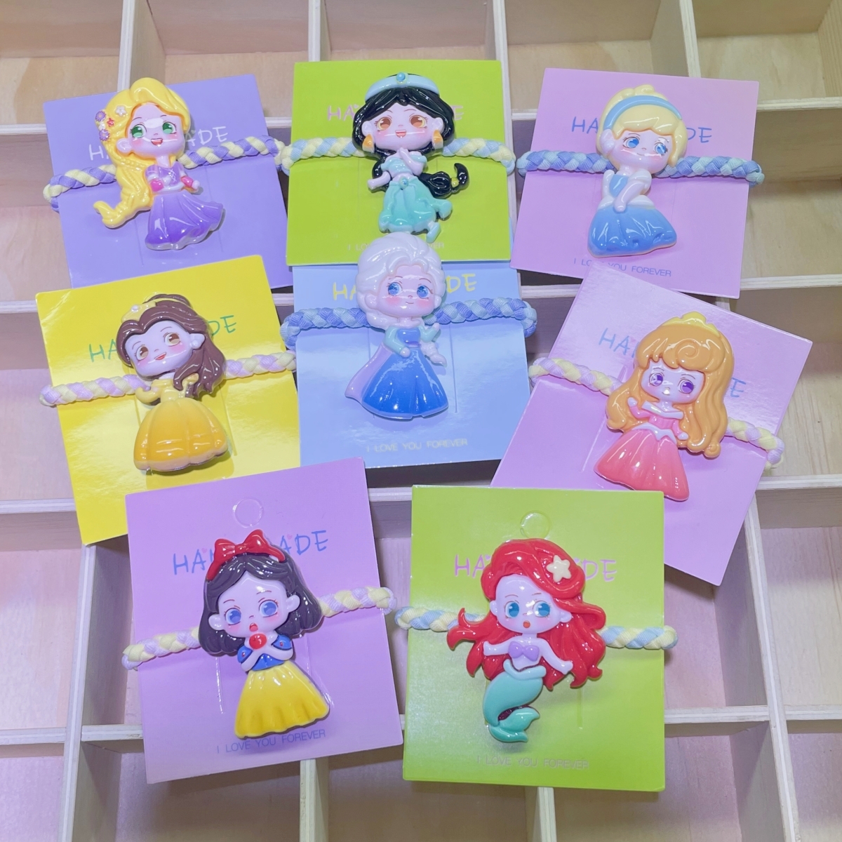 儿童爱莎公主发绳发夹可爱甜美ins风发卡不伤发韩版发圈头绳蓝色