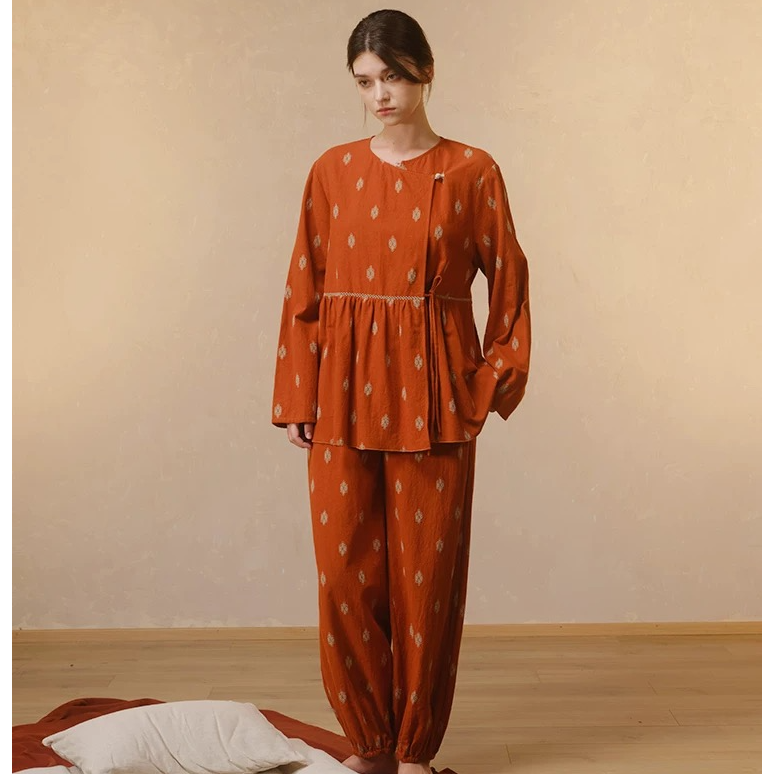 朵朵可可24春秋纯棉新中式风印花家居服cz038